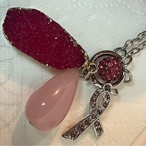 Elegant Pink and Silver Pendant Necklace by Lane Bryant